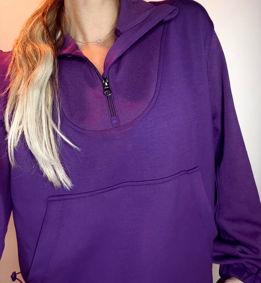 BIRDIE Purple Scuba Quarter Zip