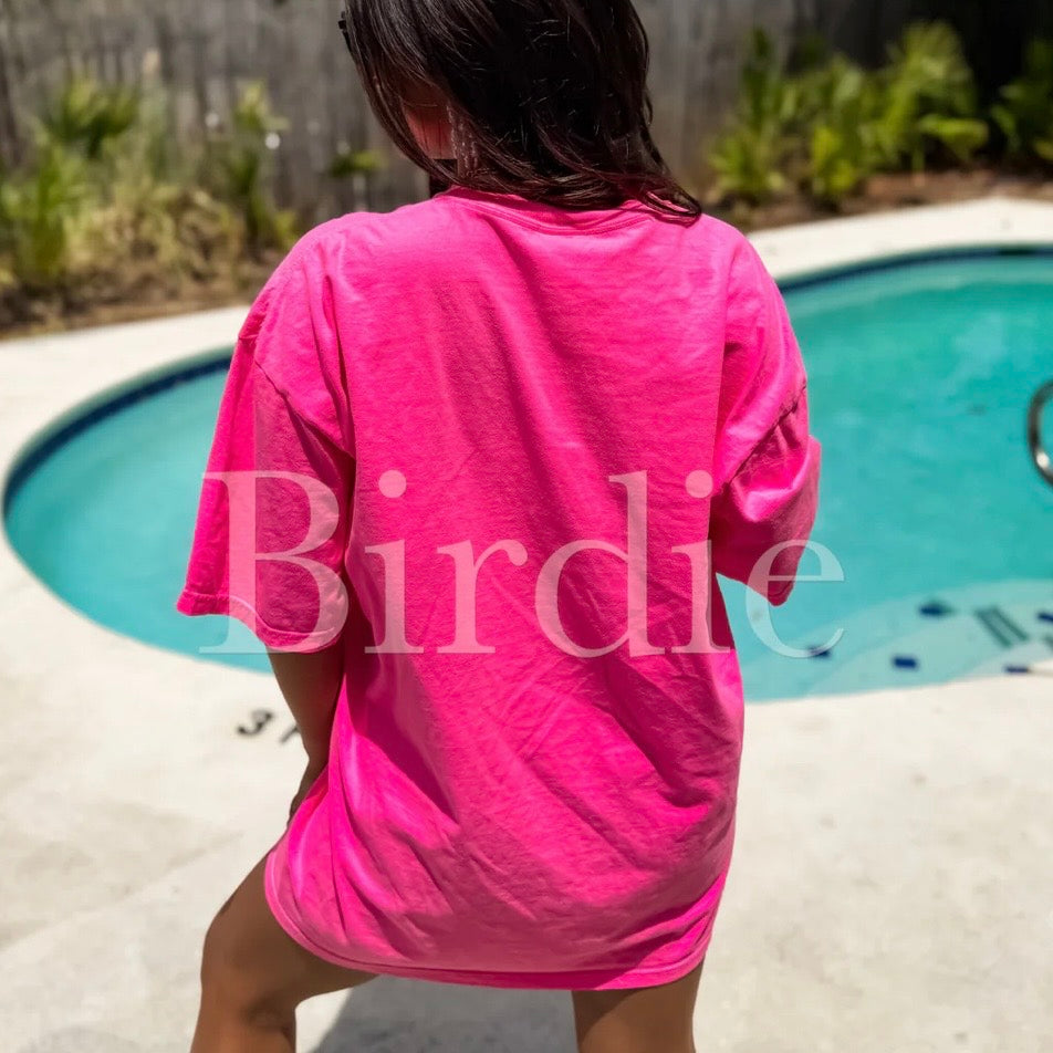 Bananas Graphic Tee on Neon Pink