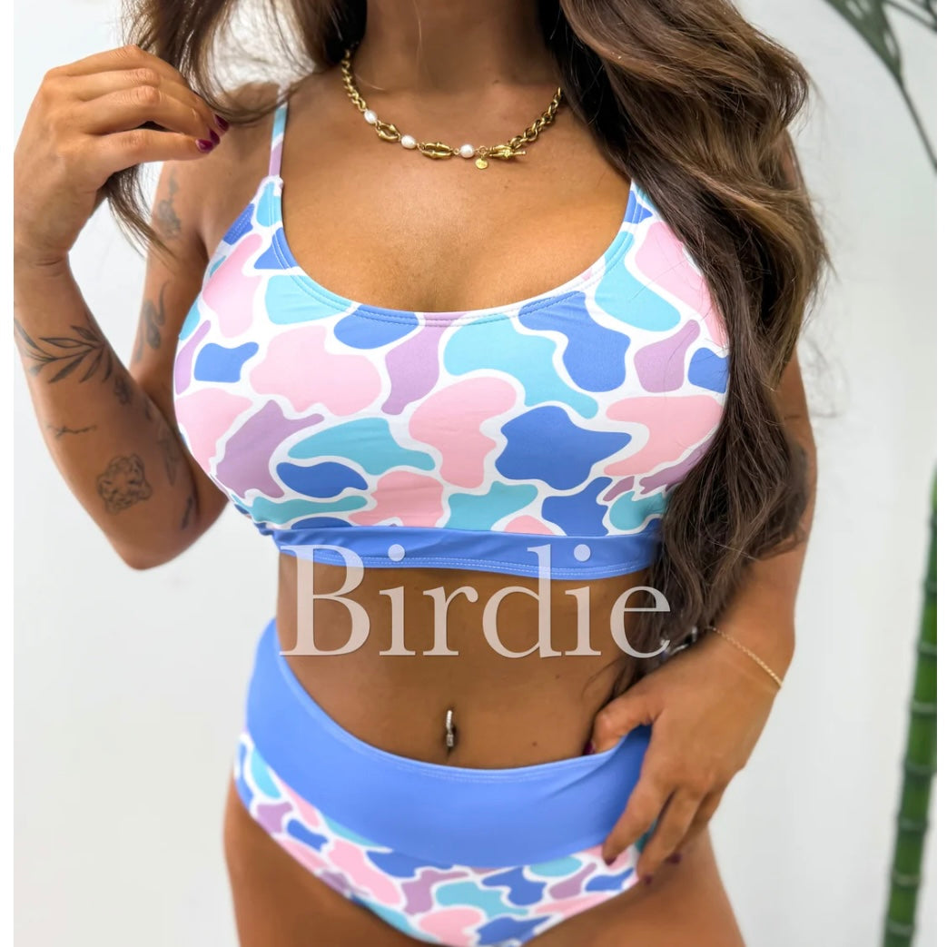 BIRDIE PREORDER Two Piece Swimsuit in Spring Duck Camo (Sold as Set!)