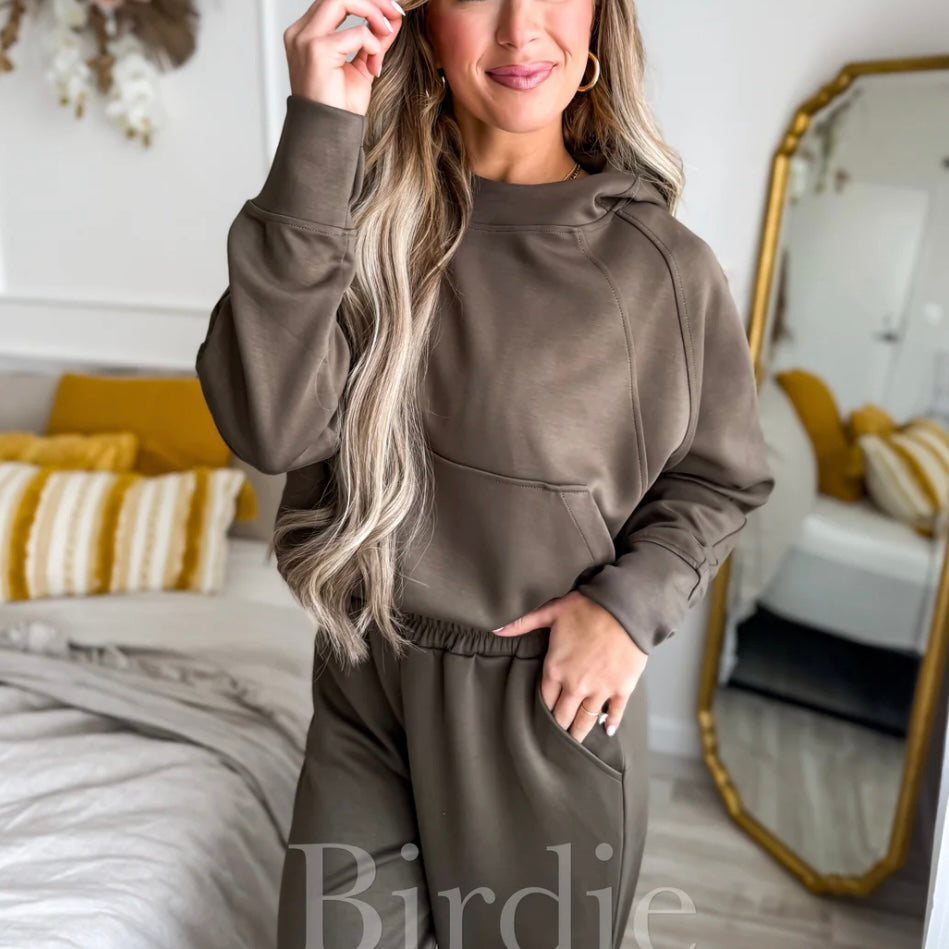 BIRDIE Army Green Scuba Hooded Pullover ready to ship!!