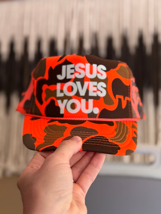 Jesus loves you camo hat
