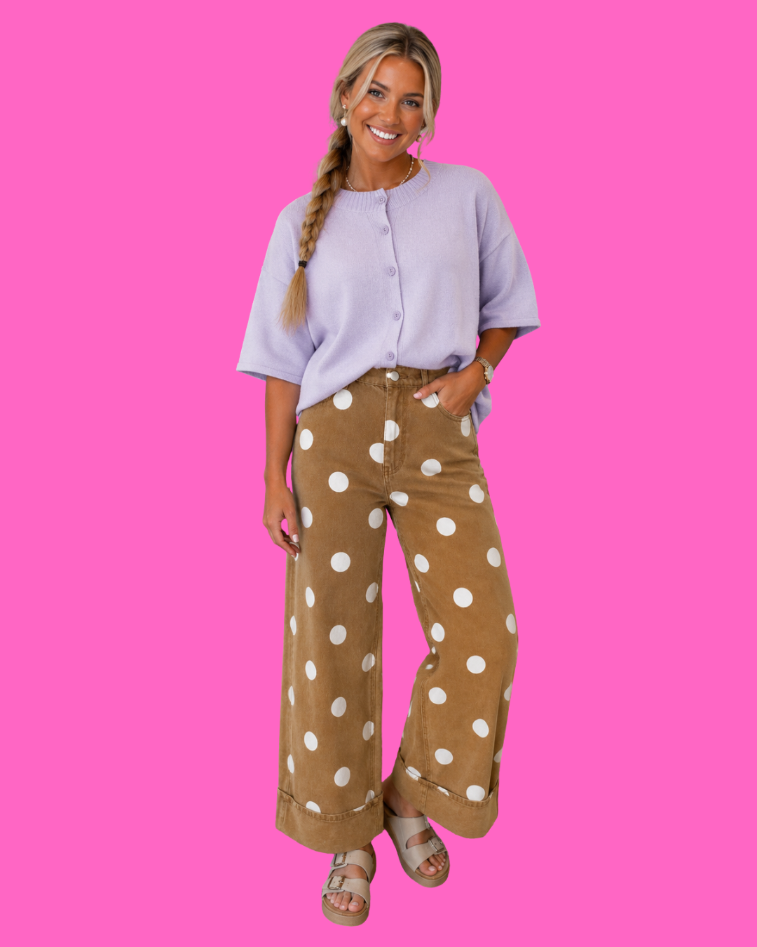 Sky Blue or Brown Polka Dot Jeans