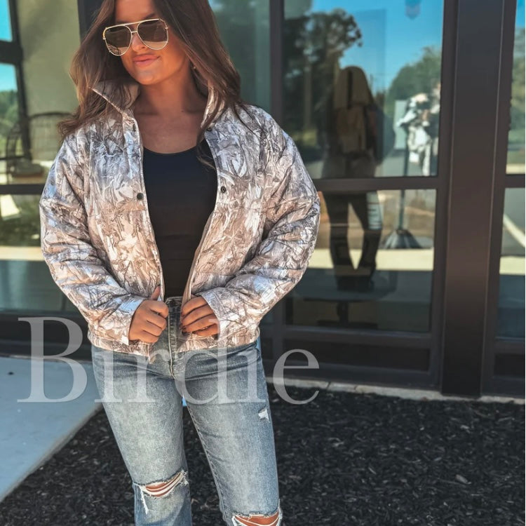 BIRDIE DEC PREORDER Reversible Puffer Jacket in Dark Camo