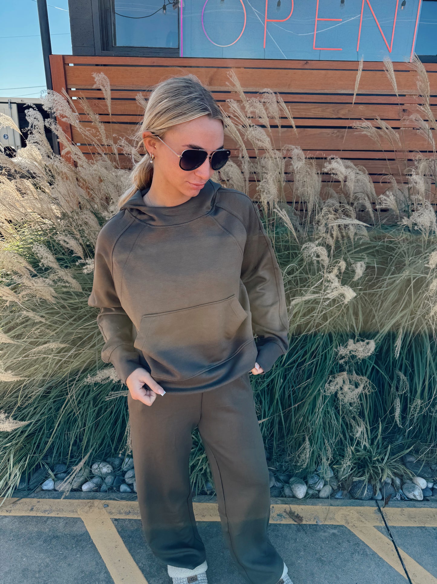 BIRDIE Army Green Scuba Hooded Pullover ready to ship!!