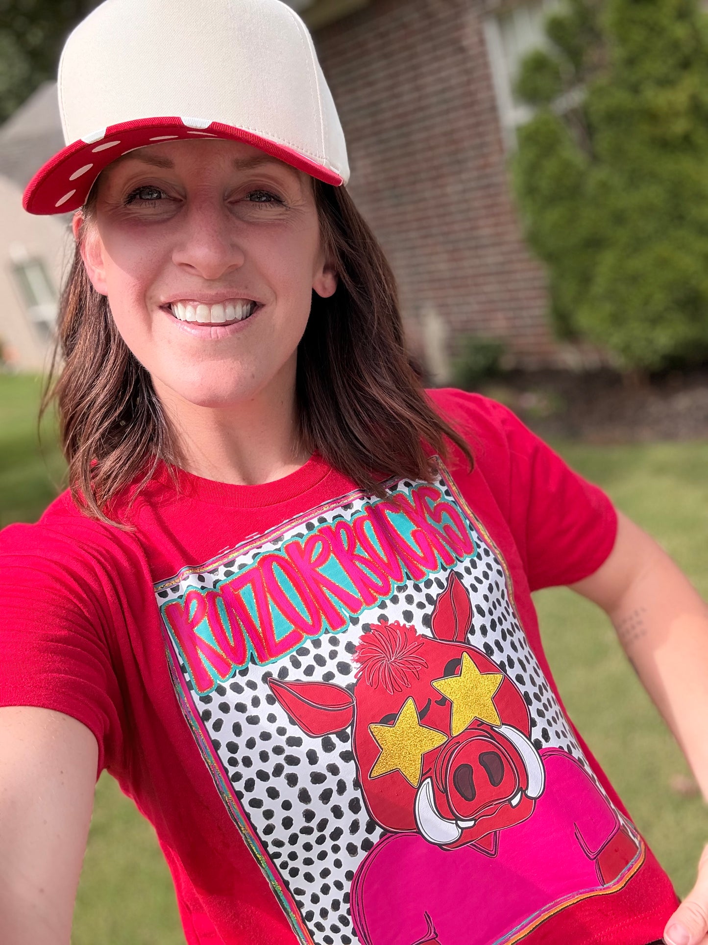 Preppy Razorback red crop