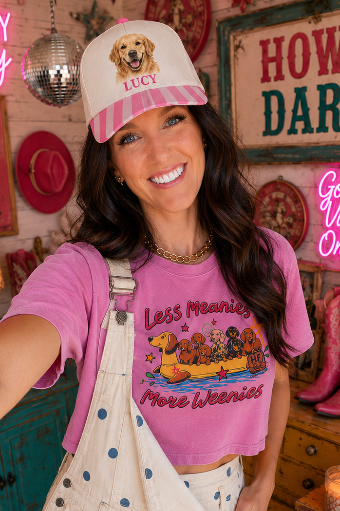 Less Meanies More Weanies crop pre order