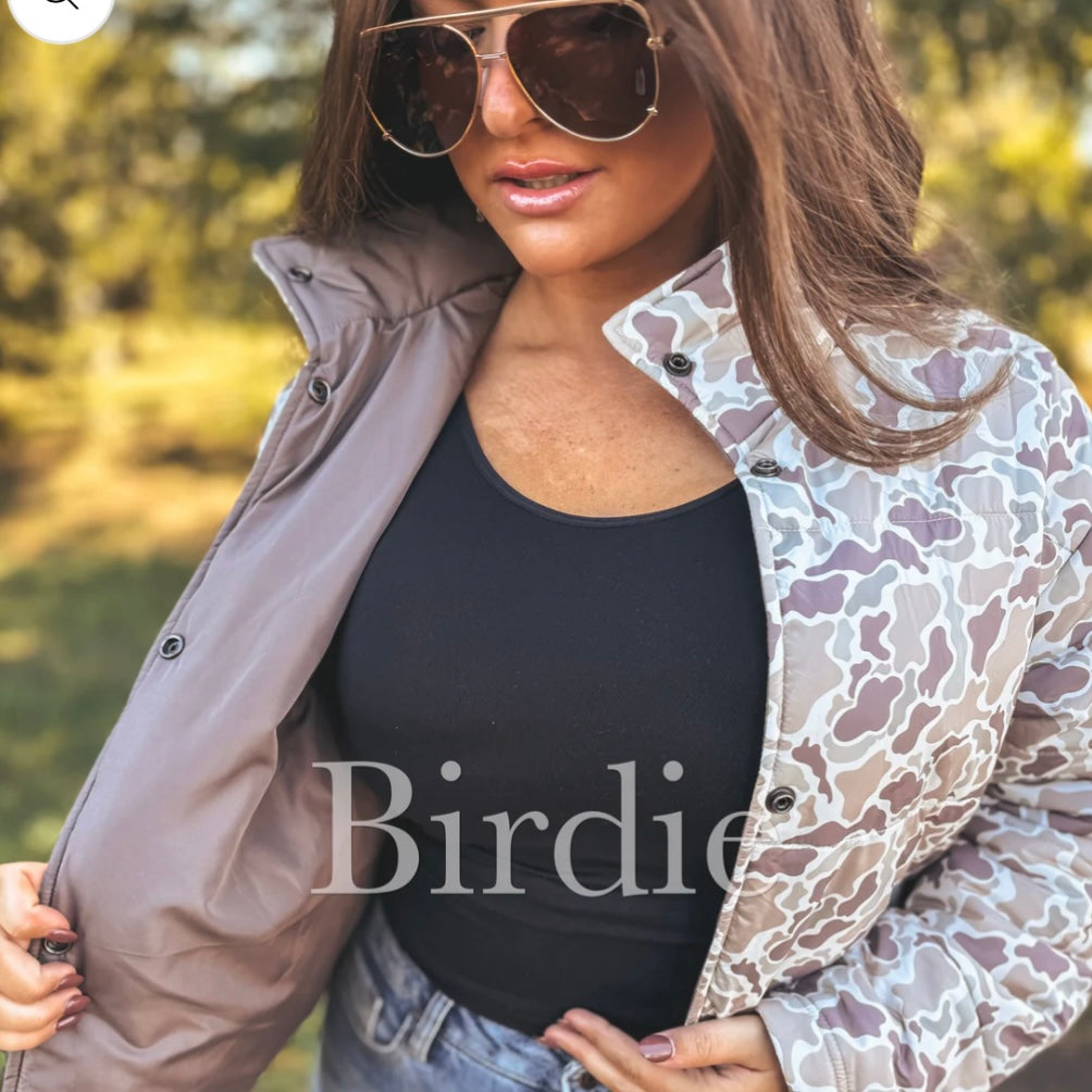BIRDIE DEC PREORDER Reversible Puffer Jacket in Duck Camo