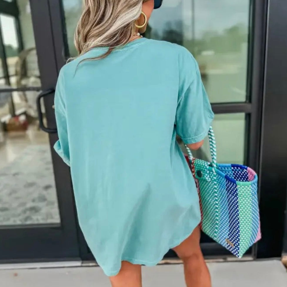 Coastal Cowgirl Surf Club Seafoam Graphic Tee ready to ship