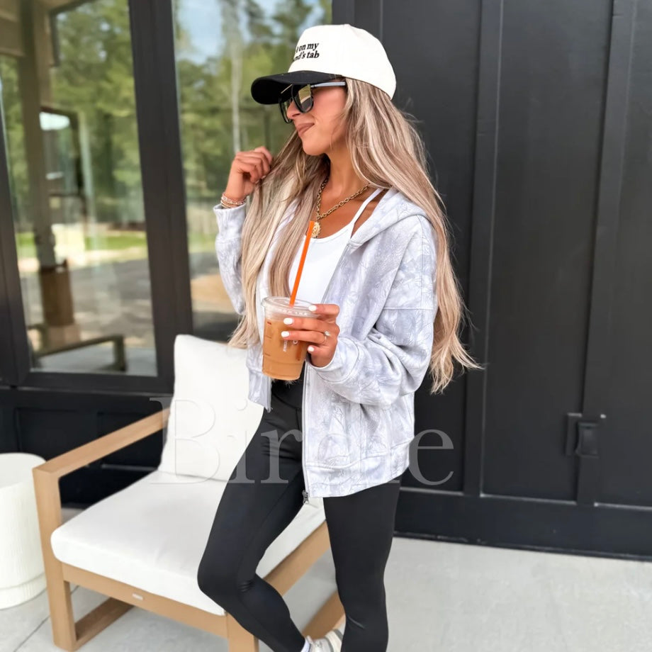 BIRDIE PREORDER Full Zip Camo Jacket in Gray