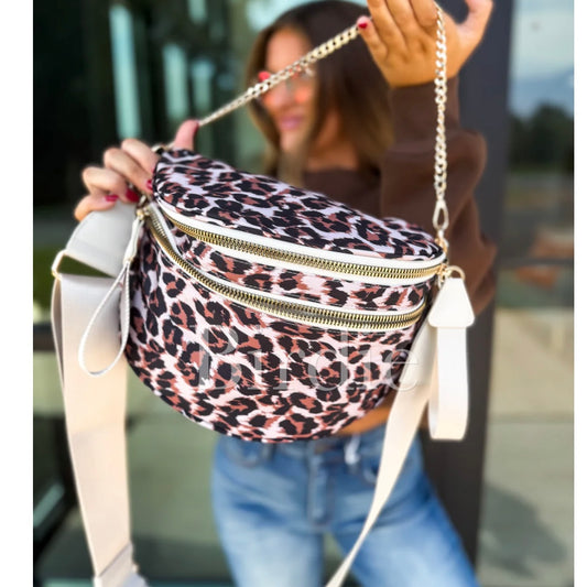 Birdie PREORDER Leopard Double Zipper Crossbody Bag