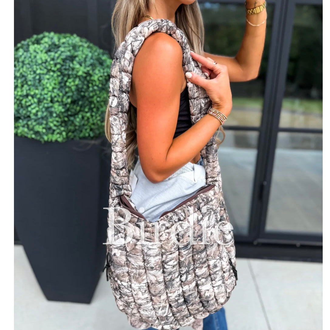 BIRDIE PREORDER Dark Camo Quilted Bag