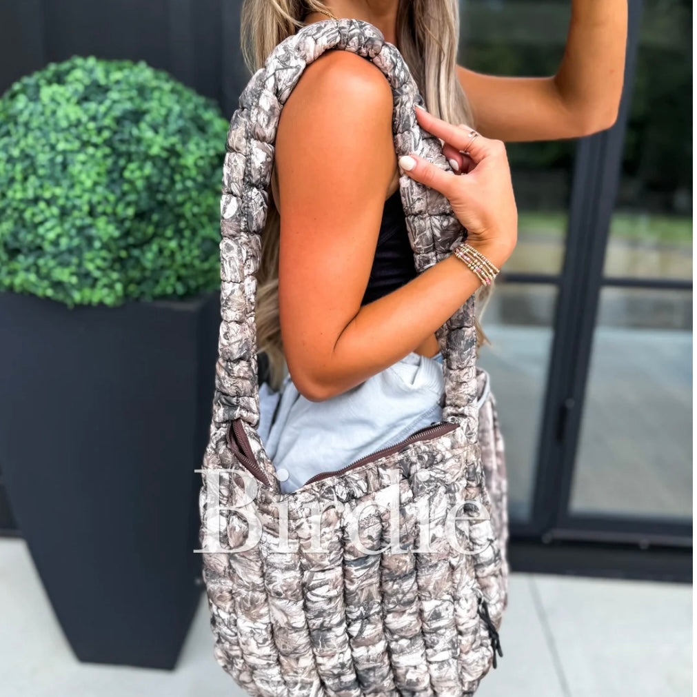 BIRDIE PREORDER Dark Camo Quilted Bag