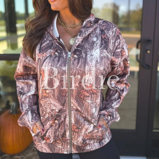 BIRDIE PREORDER Zip Hooded Jacket in Woodland Camo