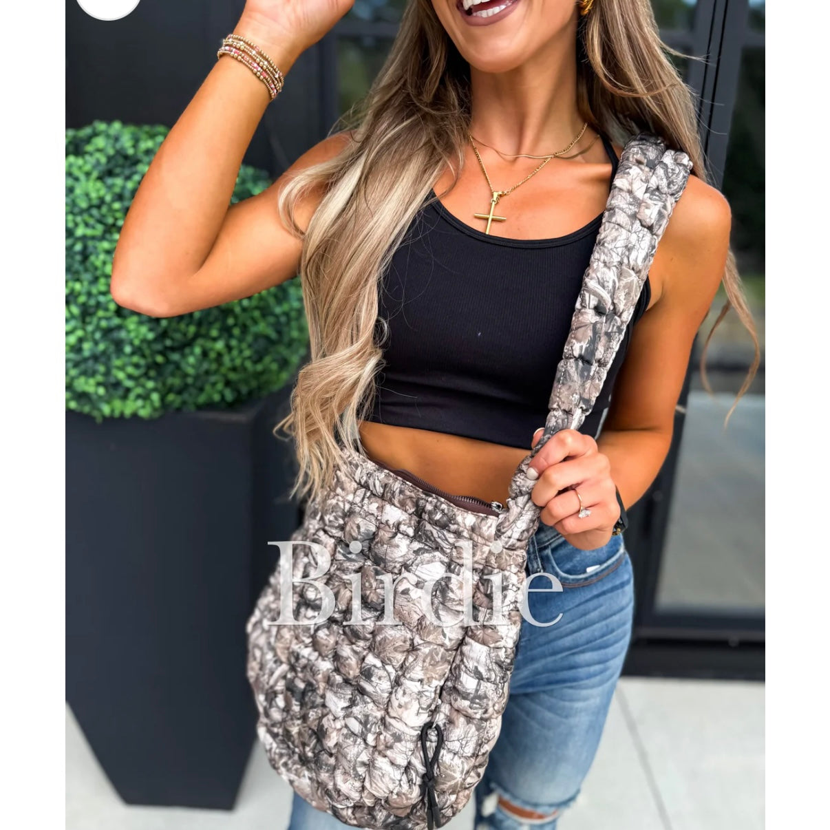 BIRDIE PREORDER Dark Camo Quilted Bag