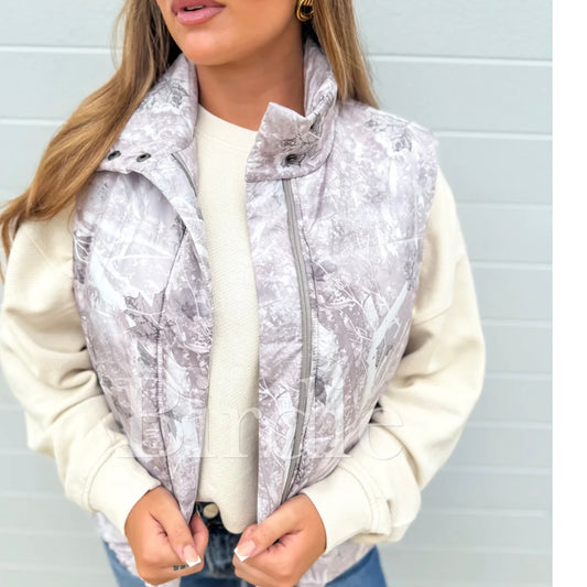 BIRDIE PREORDER Light Gray Camo Puffer Vest