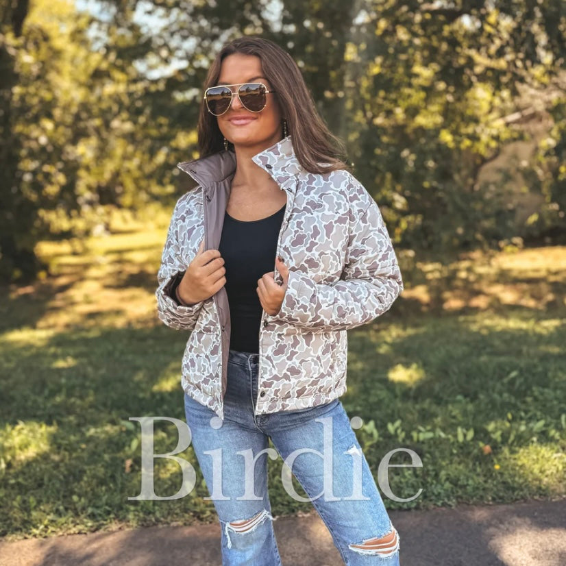 BIRDIE DEC PREORDER Reversible Puffer Jacket in Duck Camo