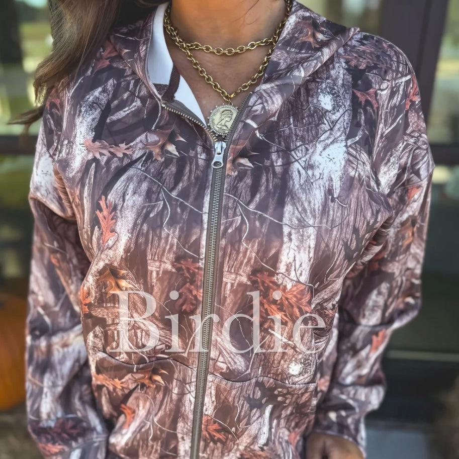 BIRDIE PREORDER Zip Hooded Jacket in Woodland Camo