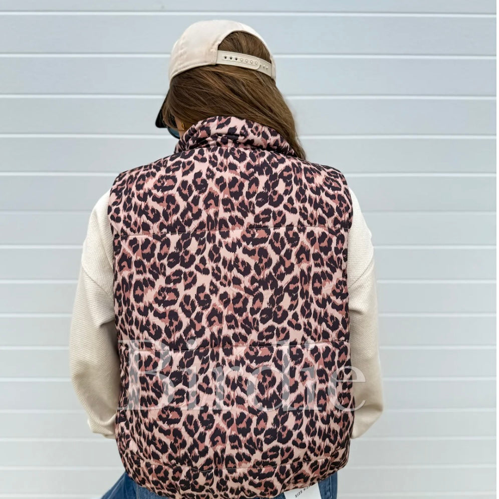 BIRDIE PREORDER Leopard Puffer Vest
