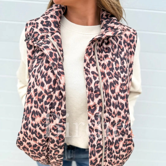 BIRDIE PREORDER Leopard Puffer Vest