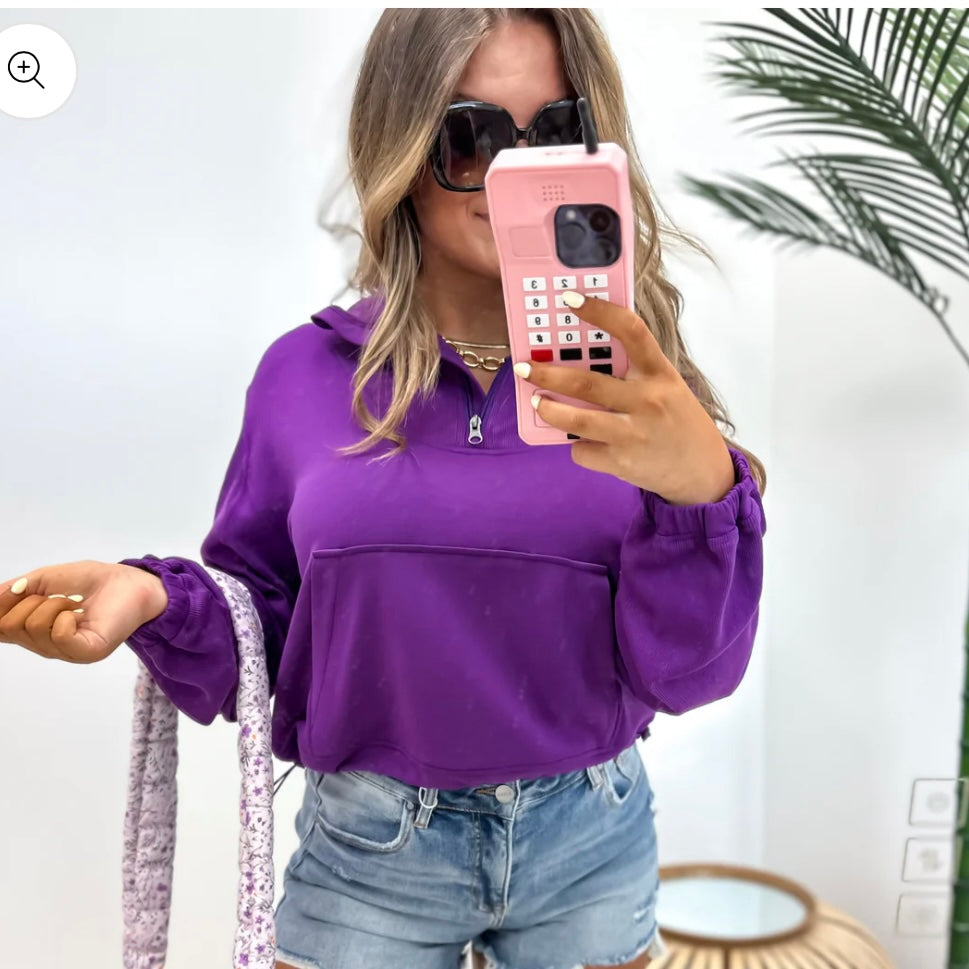 BIRDIE Purple Scuba Quarter Zip