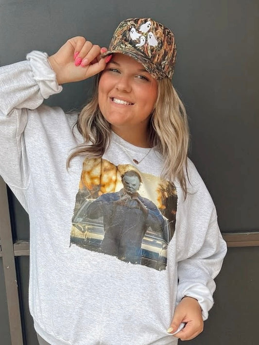 Michael Myers Heart Ash Gray Crewneck