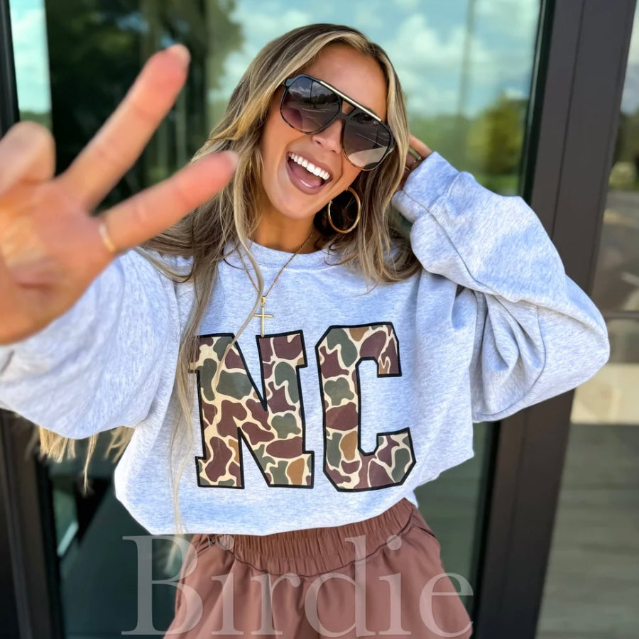 Custom Duck Camo State Ash Gray Graphic Crewneck