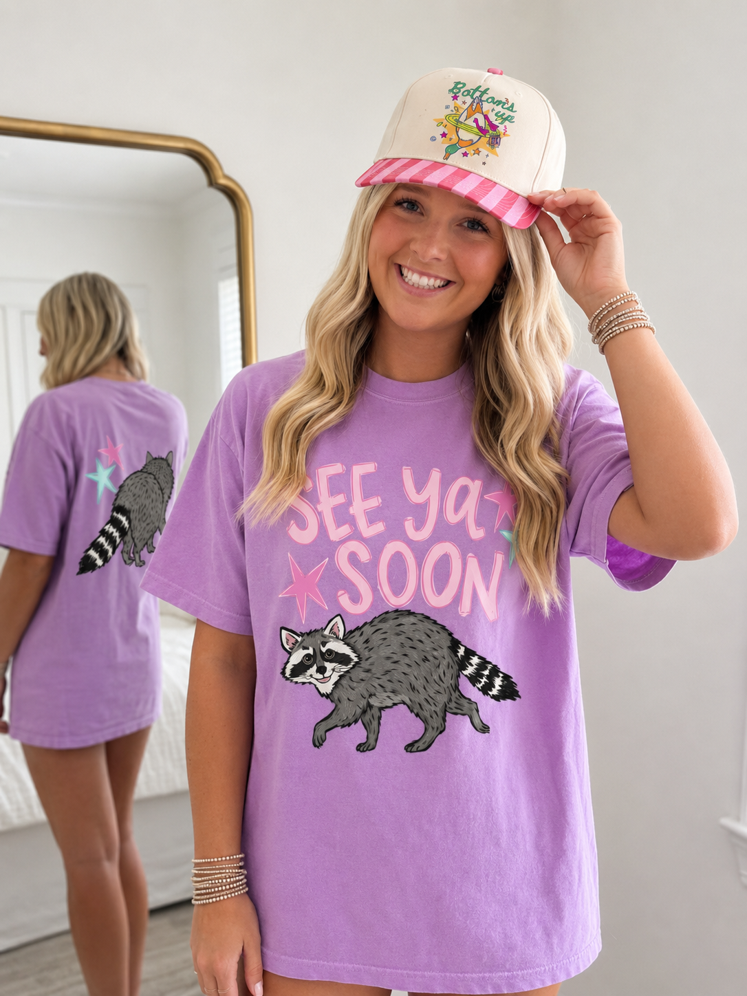See Ya Soon Raccoon double sided tee pre order
