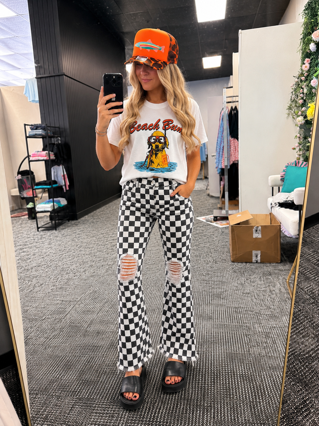 Checkered Cropped Jeans pre order