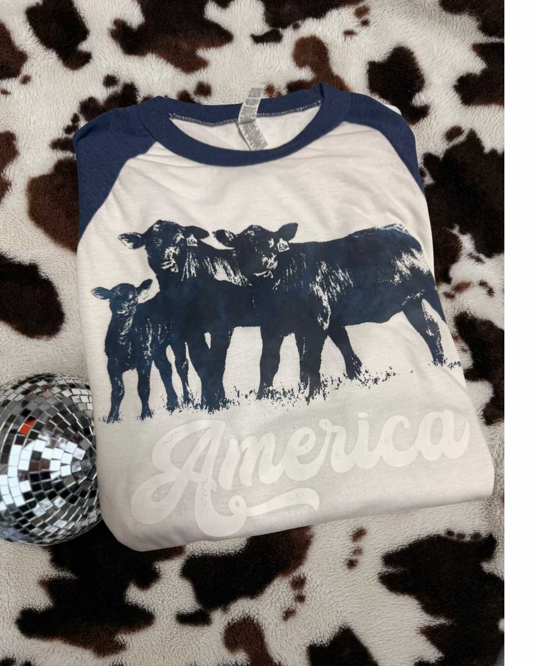America cows 3/4 raglan tee pre order