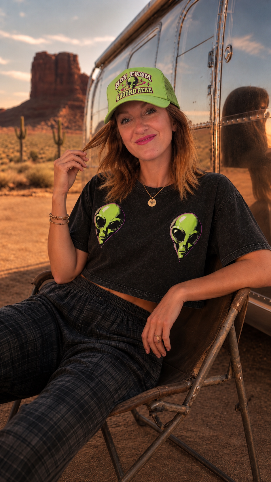 Greetings Earthling I come in Peace Alien Crop Tee