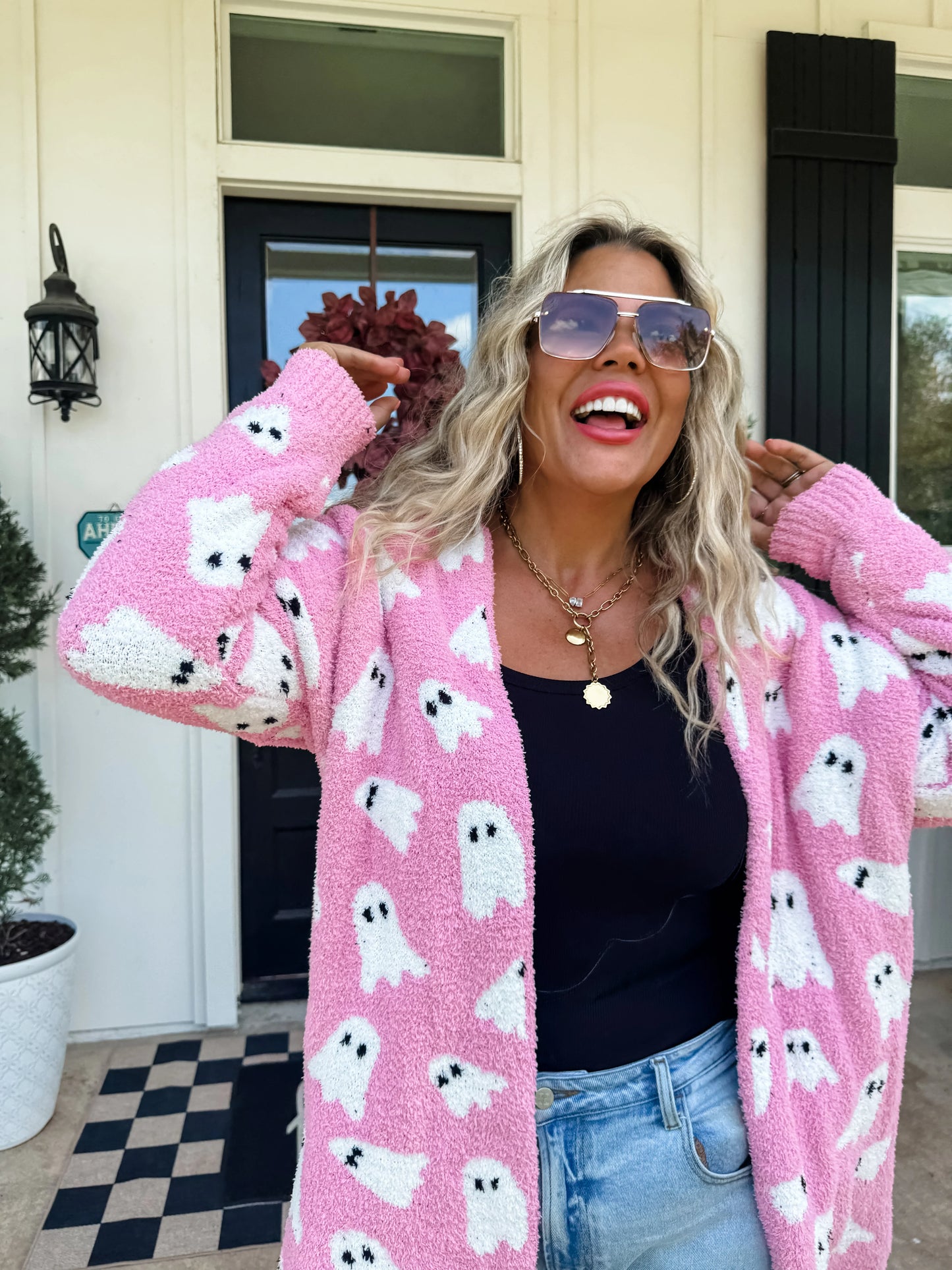 Pink ghost HALLOWEEN CLOUD CARDIGANS ready to ship!