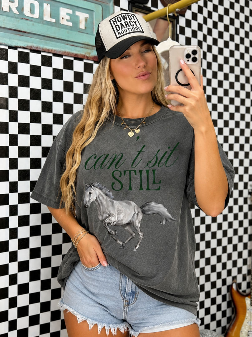 Can’t sit still tee pre order