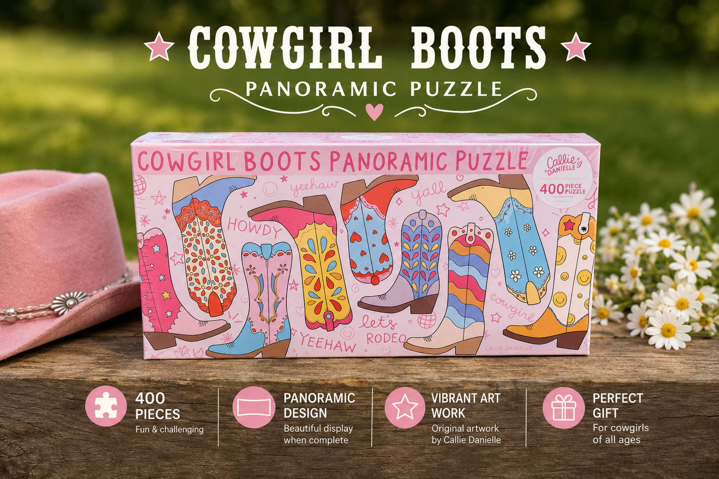 Callie Danielle Cowgirl Boots panoramic puzzle - ready to ship