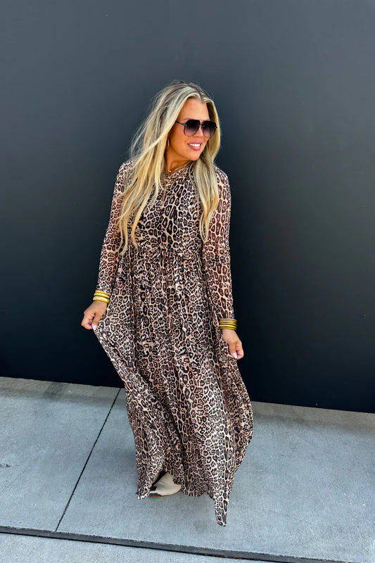 CARMEN SHEER CHEETAH DRESS