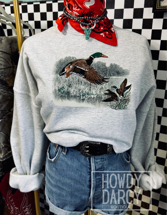 Vintage Duck Ash Gray Graphic Crewneck ready to ship!