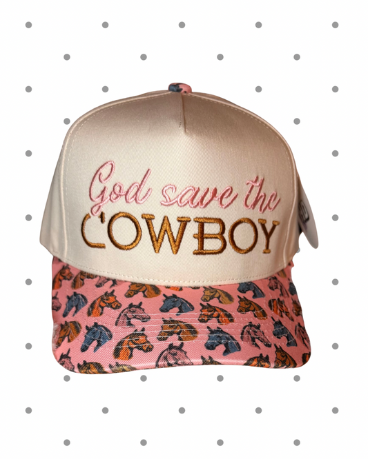 God save the cowboy trucker hat