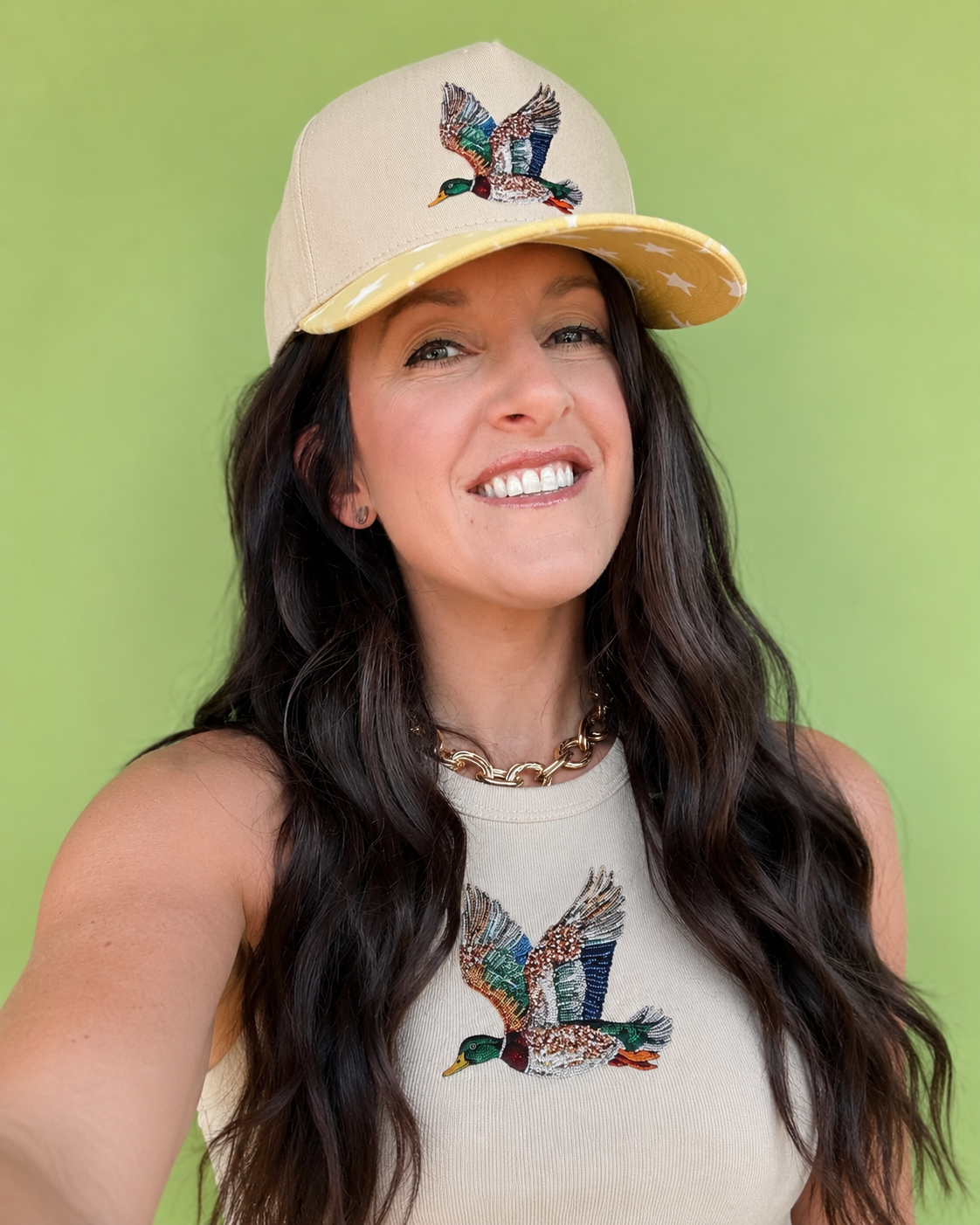 Duck Camp Glam hat in yellow with stars
