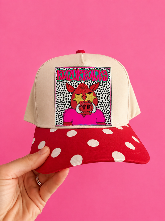 Razorback preppy red polka dot hat