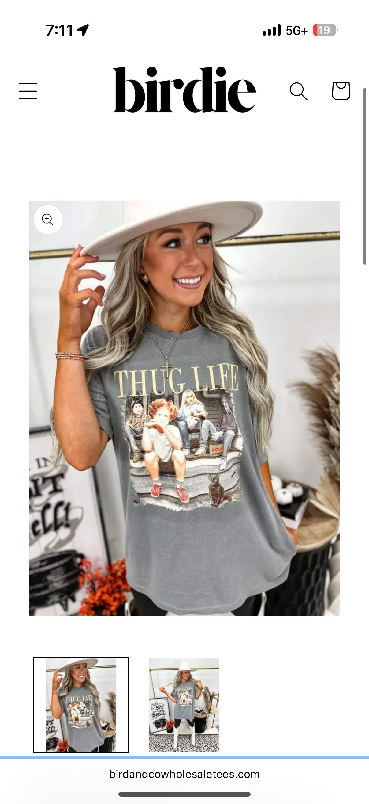 Thug Life Gray Graphic Tee