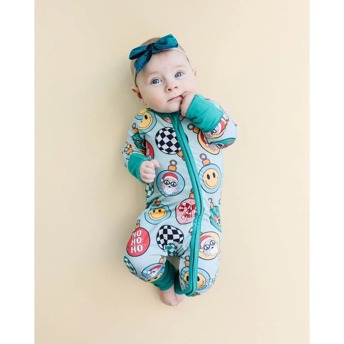 Bamboo Baby Clothing Zip Romper | Christmas Ornaments