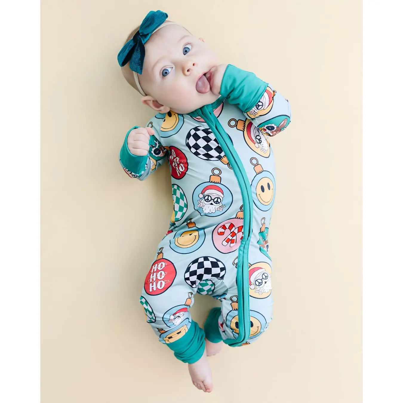 Bamboo Baby Clothing Zip Romper | Christmas Ornaments