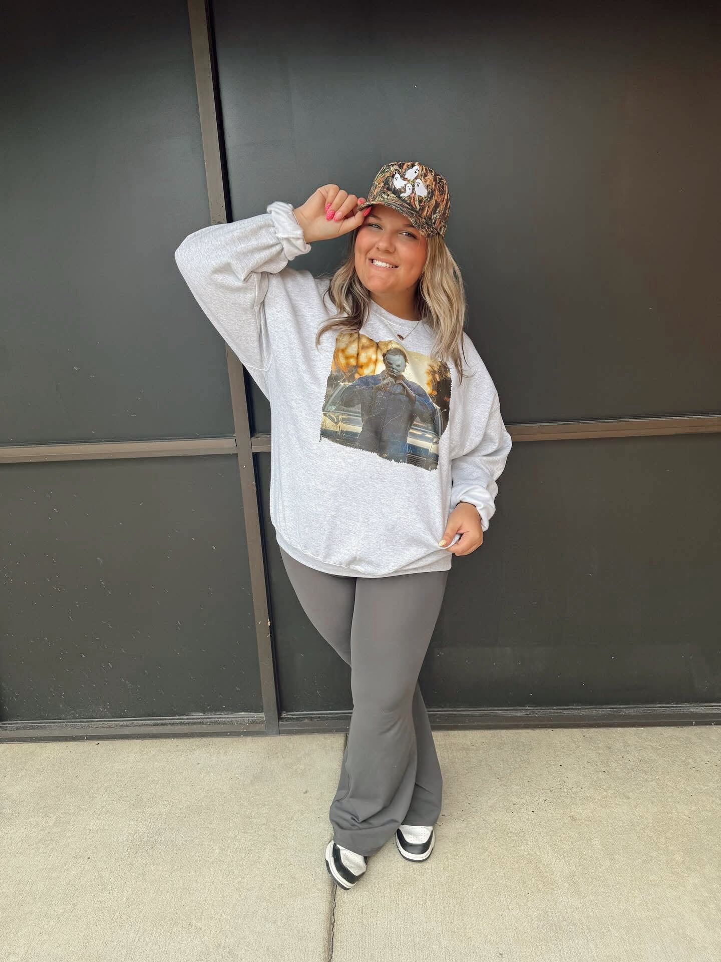 Michael Myers Heart Ash Gray Crewneck