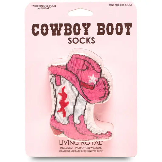 3D Packaged Crew Socks - Western Cowgirl - Pink