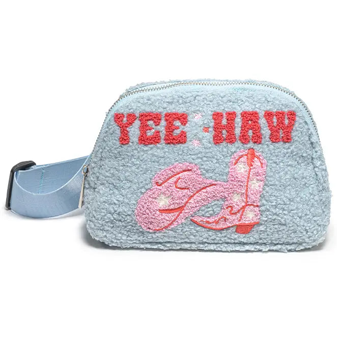 Adjustable Belt Bag - Western Cowgirl "Yee Haw" - Light Blue