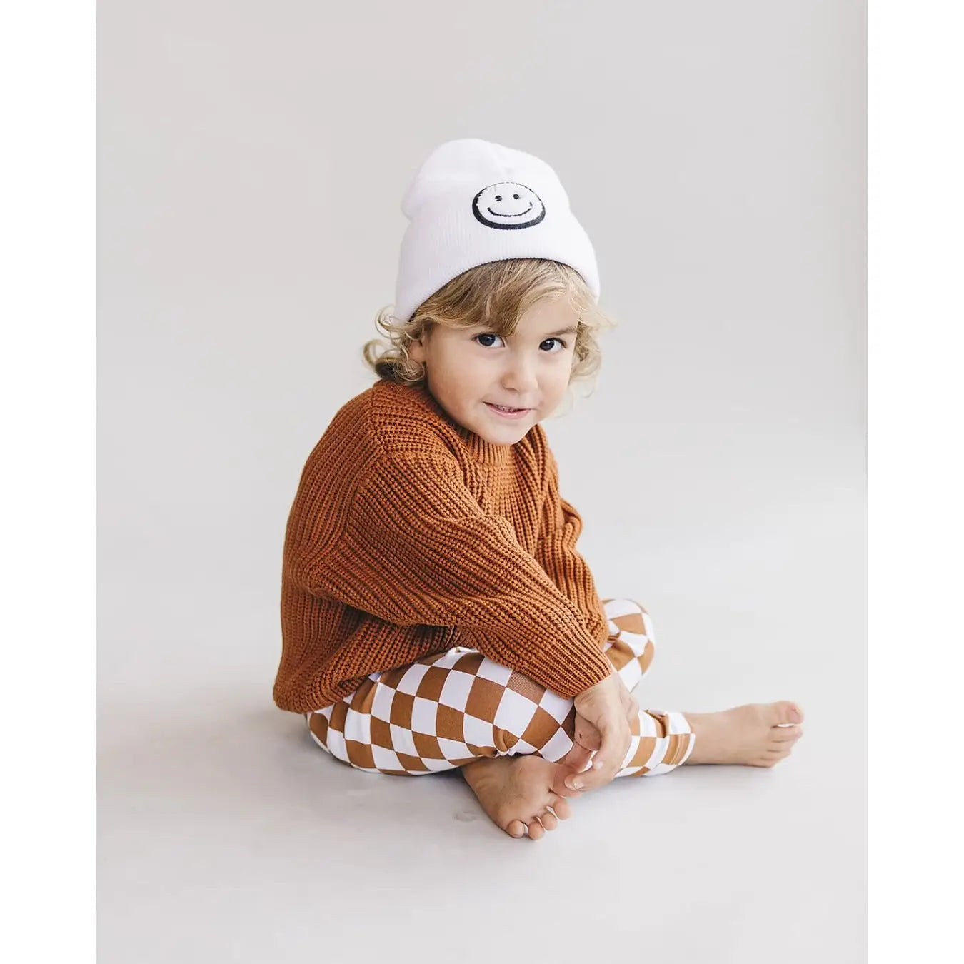 Smiley Baby Toddler Beanie | White