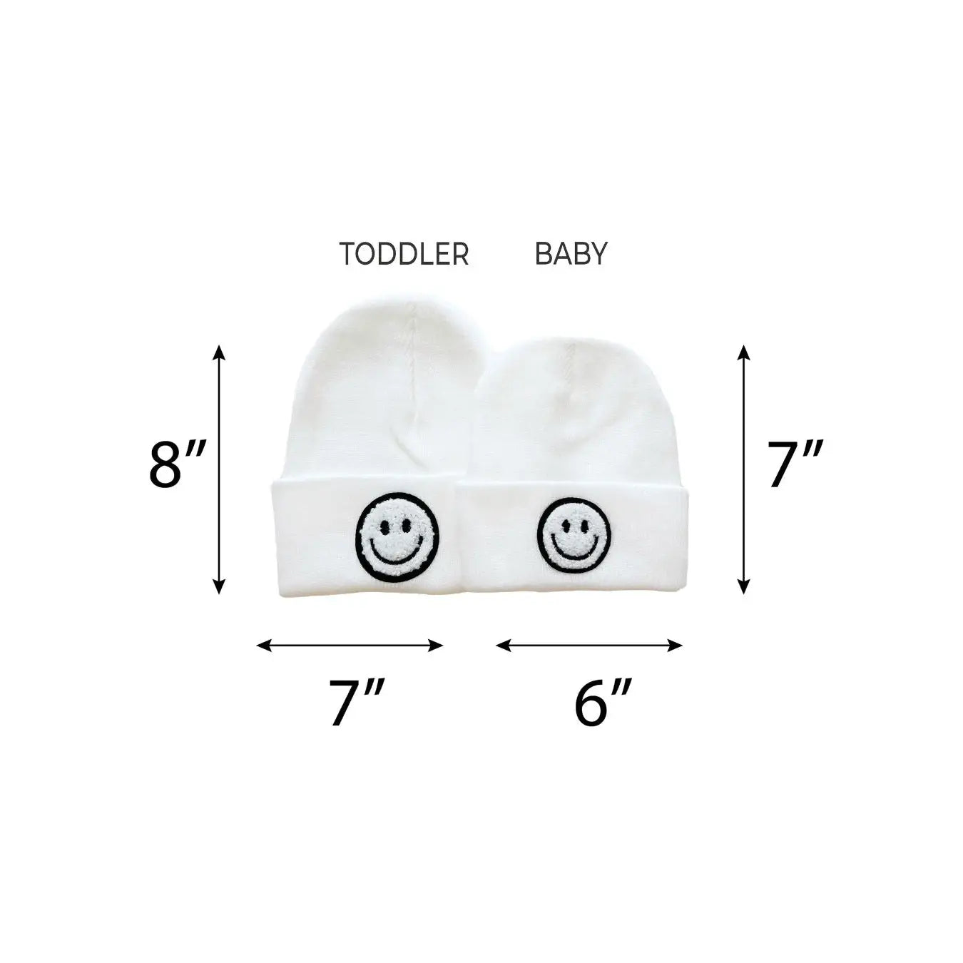 Smiley Baby Toddler Beanie | White