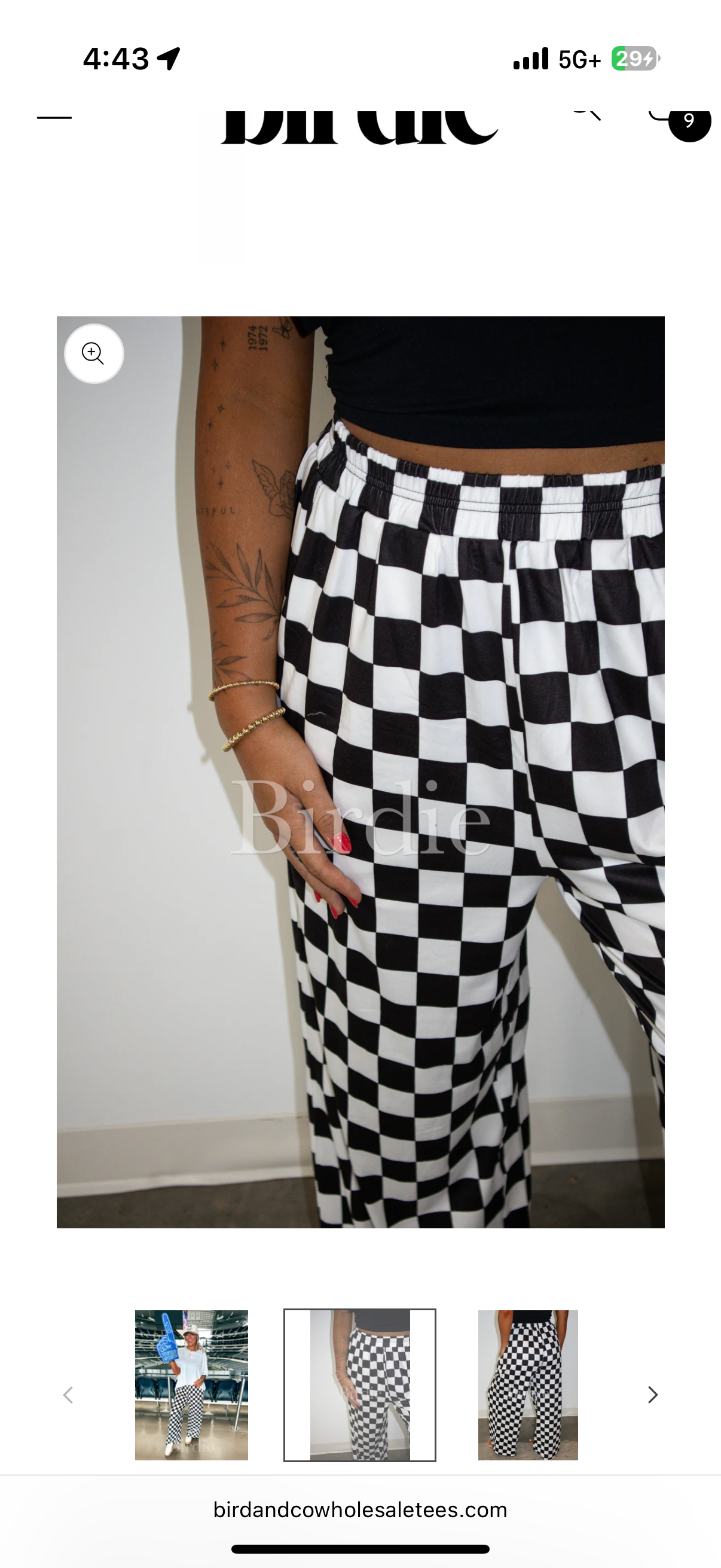 BIRDIE PREORDER Black & White Checkered Pants