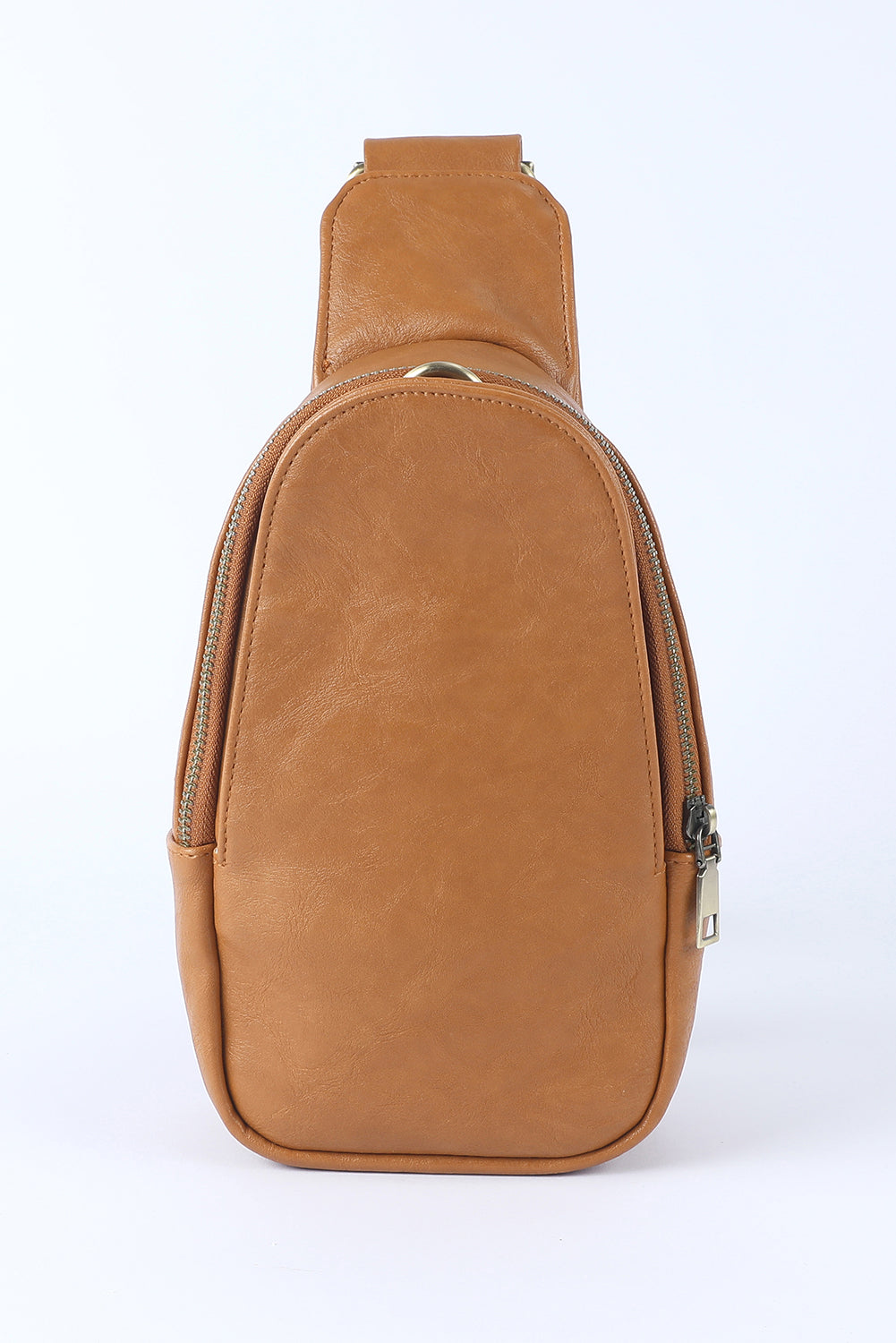 Brown Faux Leather Zipped Western Crossbody Sling Bag