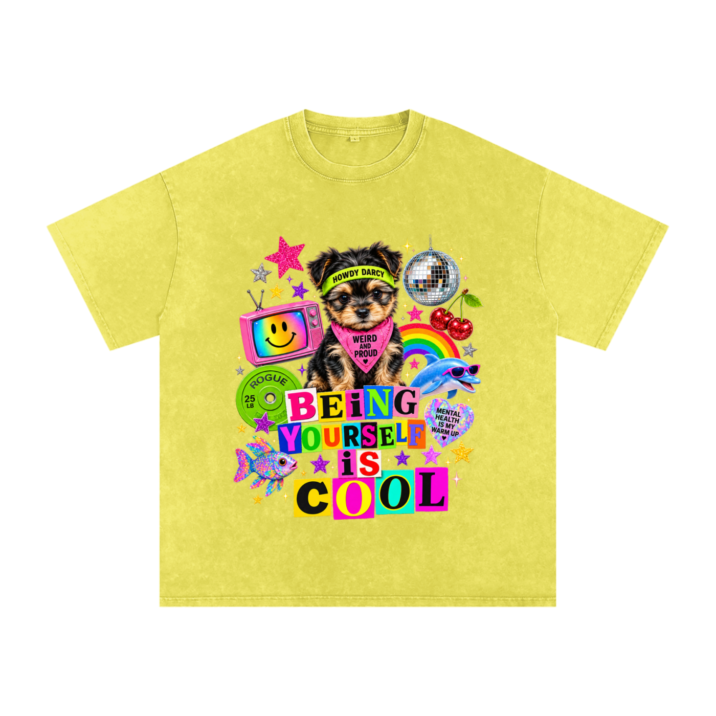 Being weird is cool gym graphic boxy tee