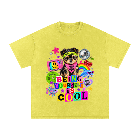 Being weird is cool gym graphic boxy tee